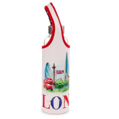 Reusable 500ml Glass Water Bottle with Protective Neoprene Sleeve - London Icons 1 Pack - Image 6