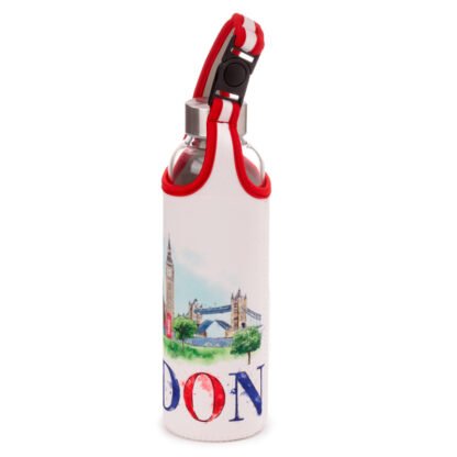 Reusable 500ml Glass Water Bottle with Protective Neoprene Sleeve - London Icons 1 Pack - Image 8