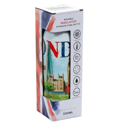 Reusable Stainless Steel Insulated Drinks Bottle 530ml - London Tour 1 Pack - Image 2