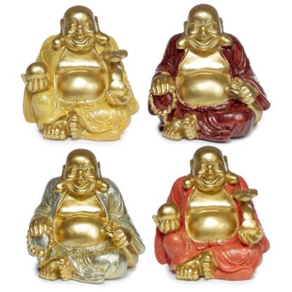 Decorative Ornament - Mini Lucky Glitter Chinese Laughing Buddha 8cm 1 Pack