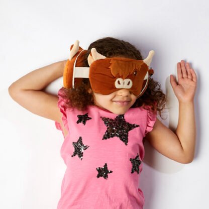 Highland Coo Cow Relaxeazzz Plush Round Travel Pillow & Eye Mask Set 1 Pack - Image 2