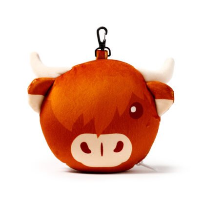 Highland Coo Cow Relaxeazzz Plush Round Travel Pillow & Eye Mask Set 1 Pack - Image 4