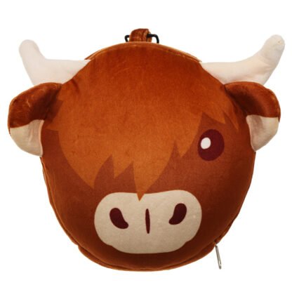 Highland Coo Cow Relaxeazzz Plush Round Travel Pillow & Eye Mask Set 1 Pack - Image 8