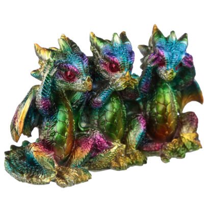 Hear No See No Speak No Metallic Rainbow Dragon Figurine X 1 Pack - Image 4