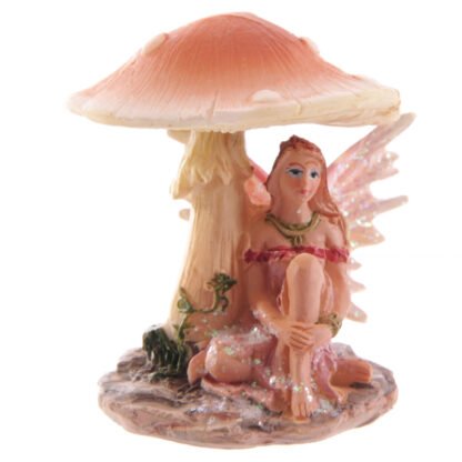 Cute Flower Fairy Sheltering Under Mushroom Figurine 4 Pack - Image 2