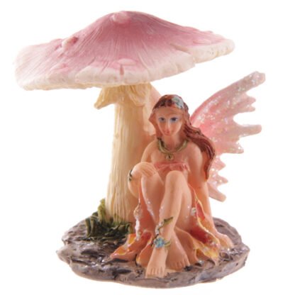 Cute Flower Fairy Sheltering Under Mushroom Figurine 4 Pack - Image 3