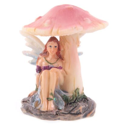 Cute Flower Fairy Sheltering Under Mushroom Figurine 4 Pack - Image 6