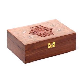 Decorative Sheesham Wood Floral Compartment Box Large 1 Pack