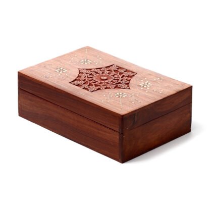 Decorative Sheesham Wood Floral Compartment Box Large 1 Pack - Image 7