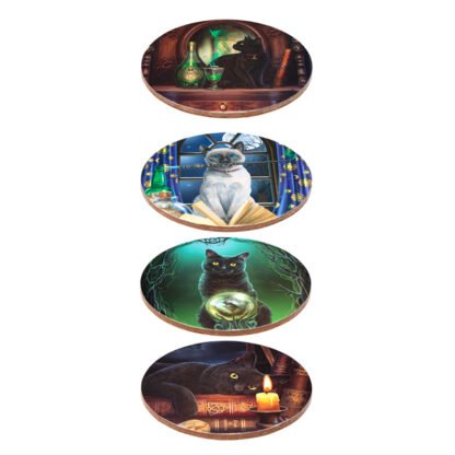 Set of 4 Cork Novelty Coasters - Lisa Parker Magic Cats 1 Pack - Image 2