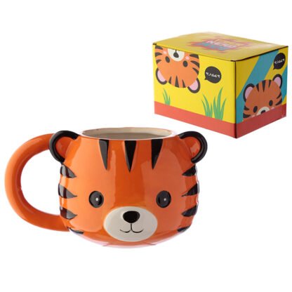 Ceramic Animal Shaped Head Mug - Tiger X 1 Pack