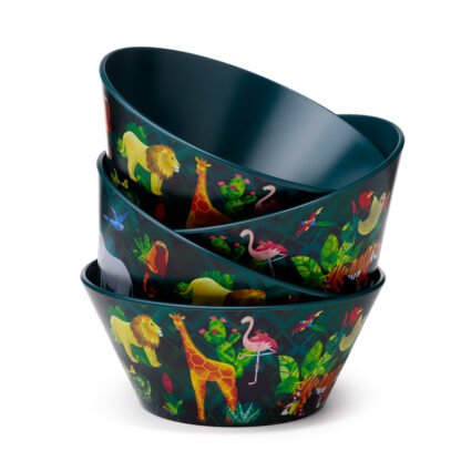 Recycled RPET Set of 4 Picnic Bowls - Animal Kingdom 1 Pack