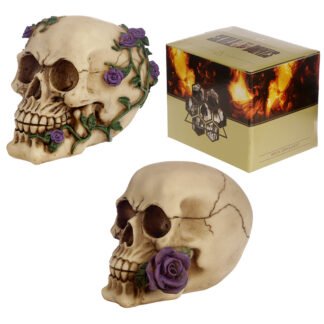 Gothic Skull Decoration with Purple Roses 1 Pack