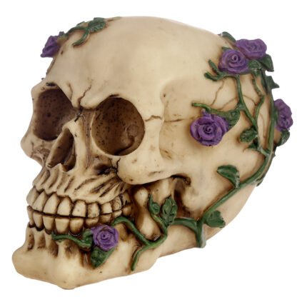 Gothic Skull Decoration with Purple Roses 1 Pack - Image 2