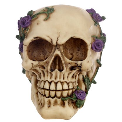 Gothic Skull Decoration with Purple Roses 1 Pack - Image 3