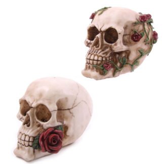 Fantasy Skull Head with Roses Ornament 1 Pack