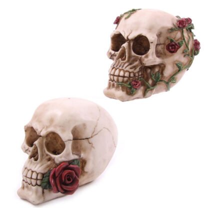 Fantasy Skull Head with Roses Ornament 1 Pack