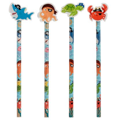 Fun Ahoy Ocean Pirate Friends Pencil and Eraser Topper Set 1 Pack